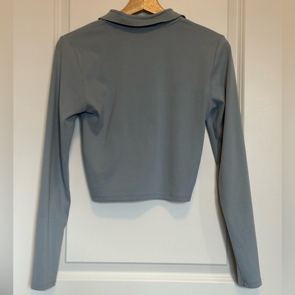 Sunday Best Light Blue Cropped Long Sleeve Polo Top / Hugo Top - Picture 2 of 9
